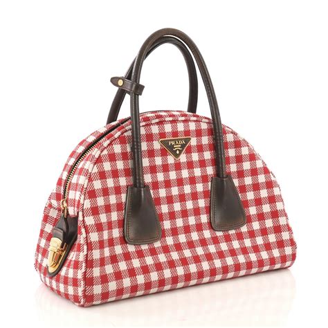 prada bowler logo jacquard vestiaire|Prada Vichy Vintage Bowler Bag Jacquard Large .